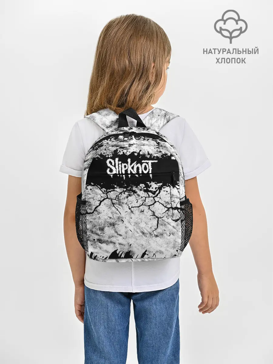 Рюкзак детский / Надпись Слипкнот Рок Группа ЧБ | Slipknot