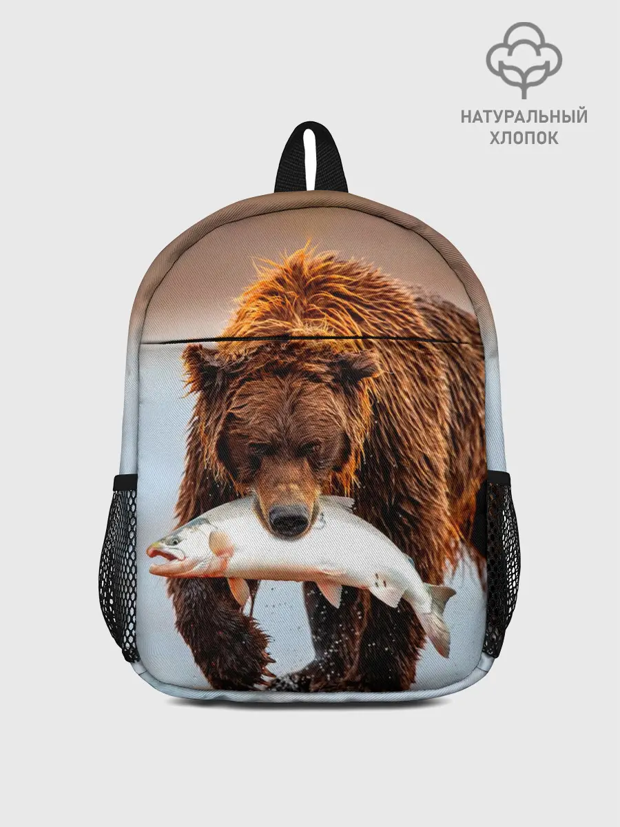 Рюкзак детский / Медведь с рыбой во рту