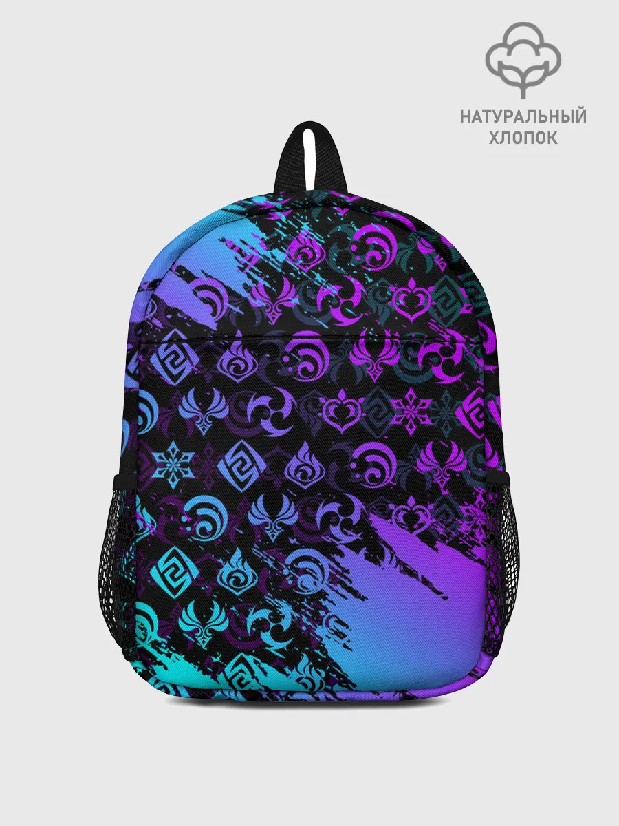 Рюкзак детский / GENSHIN NEON PATTERN SYMBOL / НЕОН ЭМБЛЕМЫ