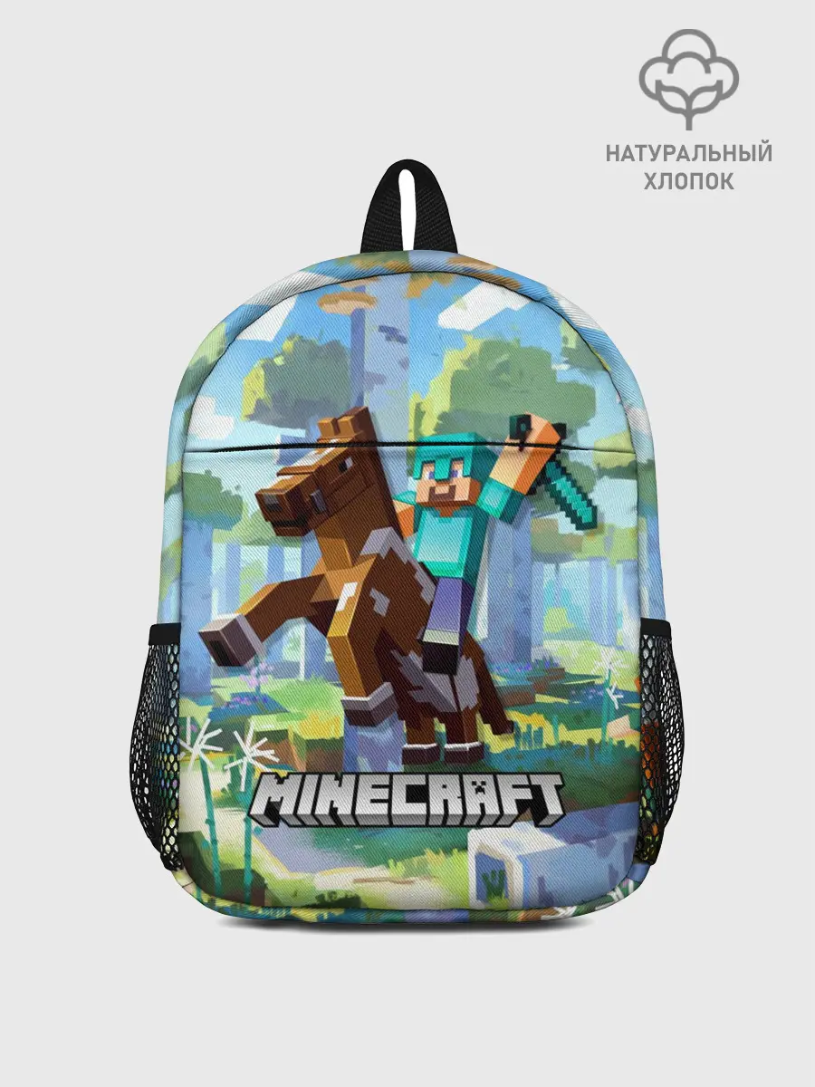 Рюкзак детский / Майнкрафт на коне в березовом лесу