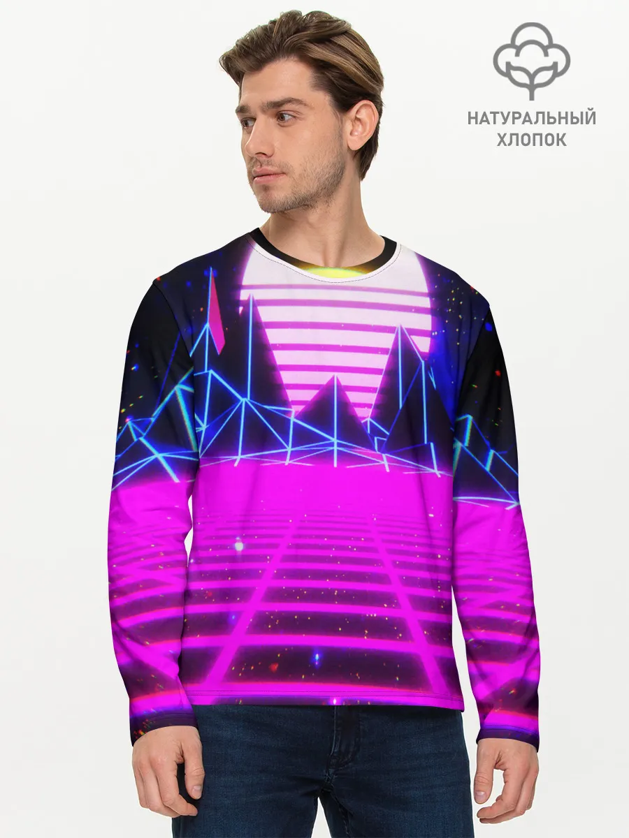 Мужской лонгслив базовый / Ретро Стиль неон