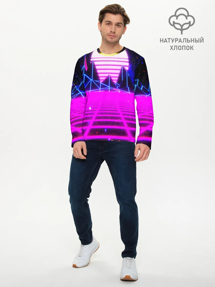 Мужской лонгслив базовый / Ретро Стиль неон
