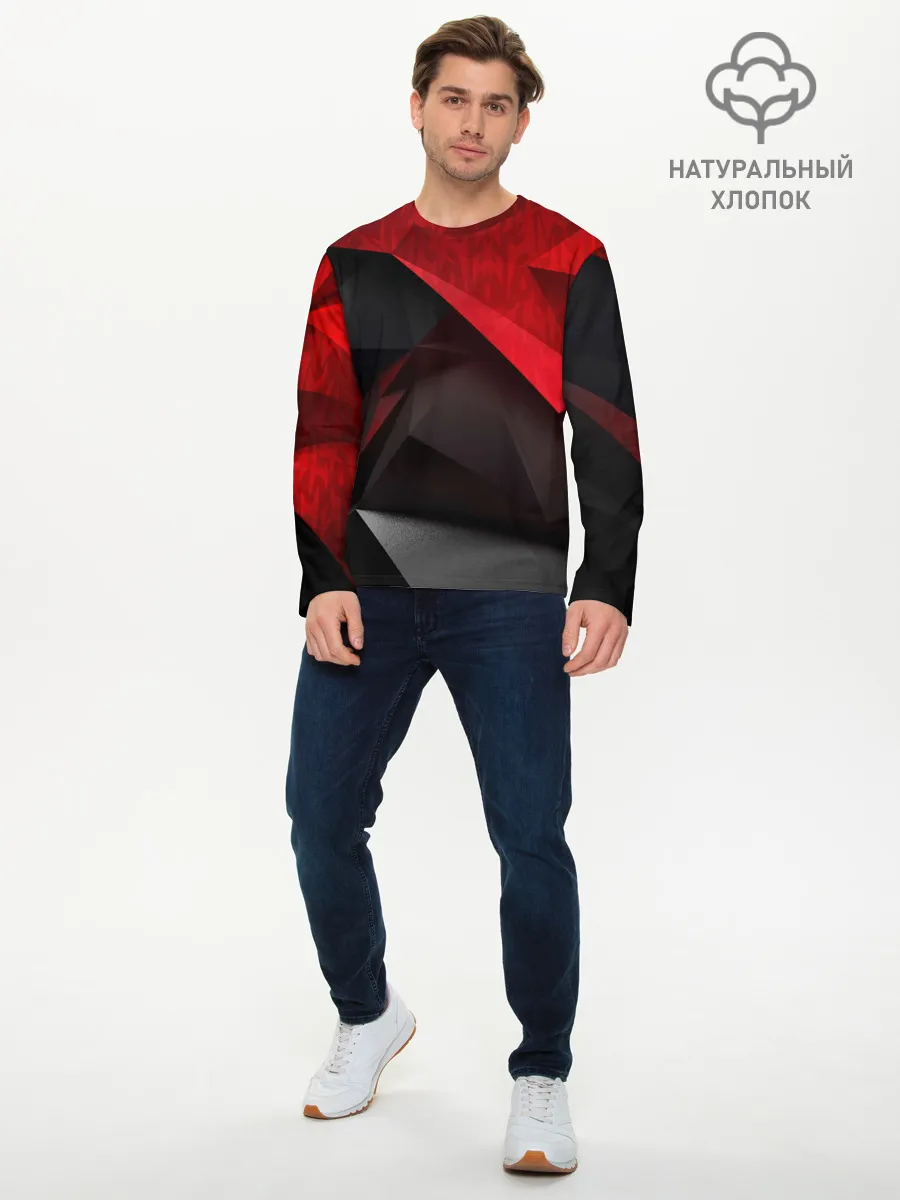 Мужской лонгслив базовый / Red & Black