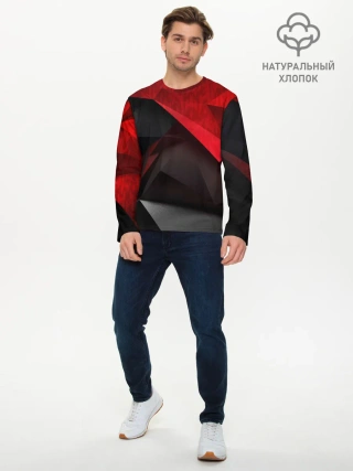 Мужской лонгслив базовый / Red & Black