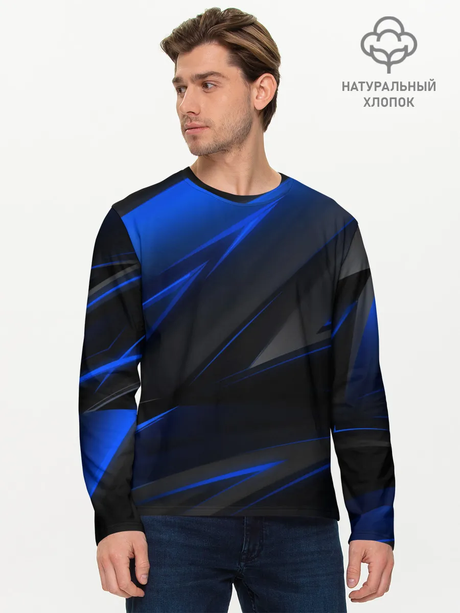 Мужской лонгслив базовый / Blue and Black