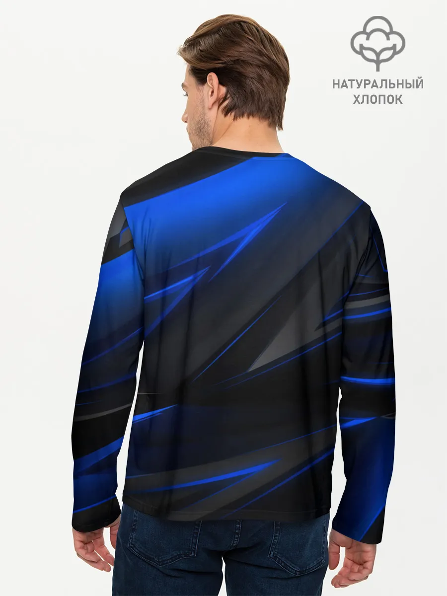 Мужской лонгслив базовый / Blue and Black