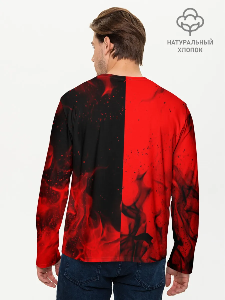Мужской лонгслив базовый / BLACK RED FIRE