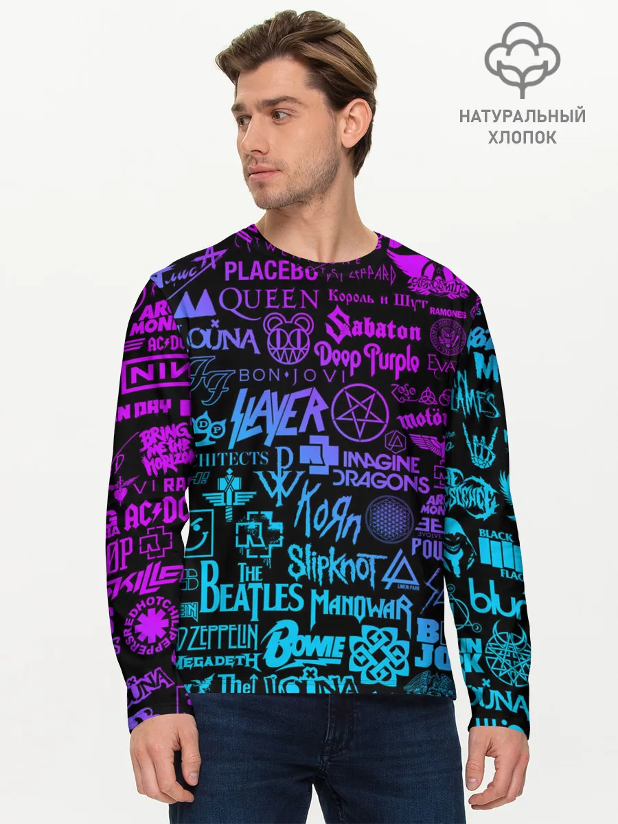 Мужской лонгслив базовый / ЛОГОТИПЫ РОК ГРУПП