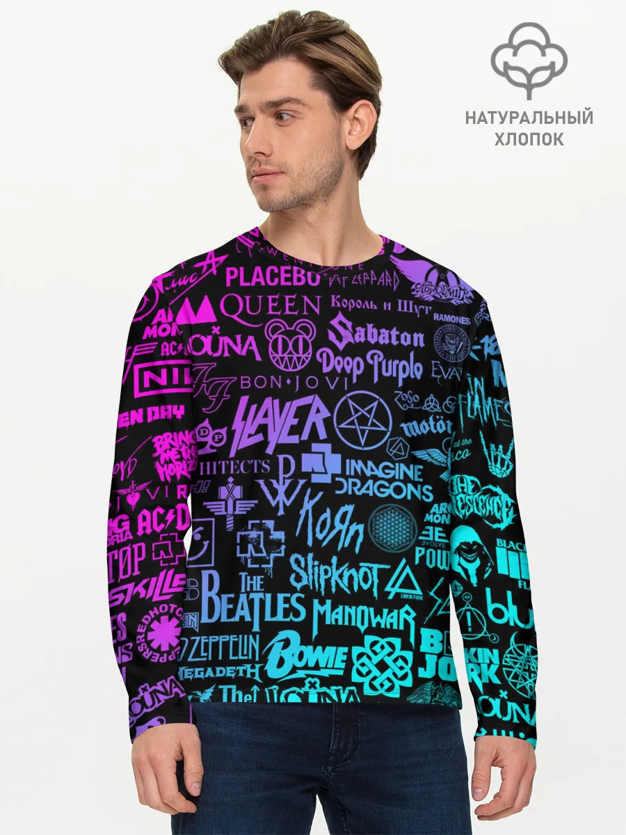 Мужской лонгслив базовый / ЛОГОТИПЫ РОК ГРУПП