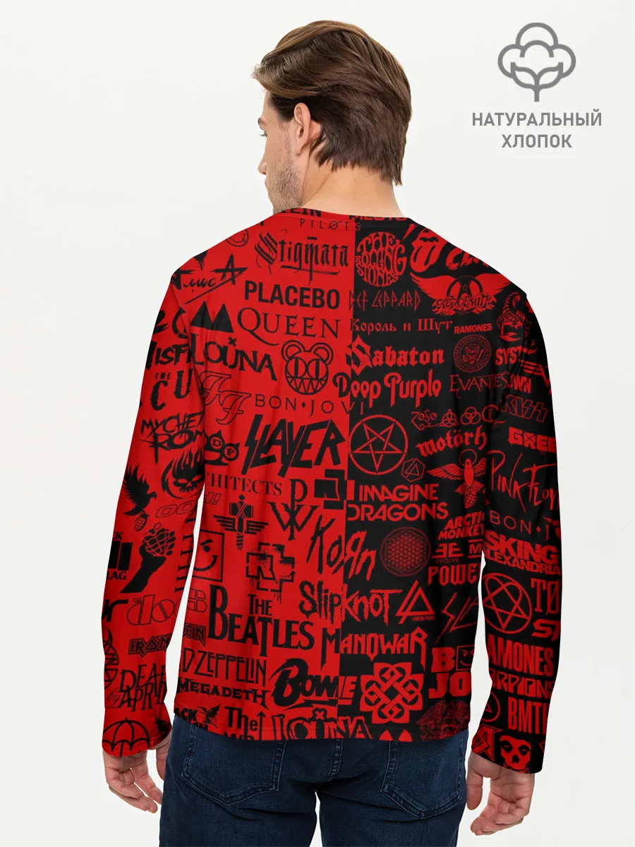 Мужской лонгслив базовый / ЛОГОТИПЫ РОК ГРУПП | ROCK