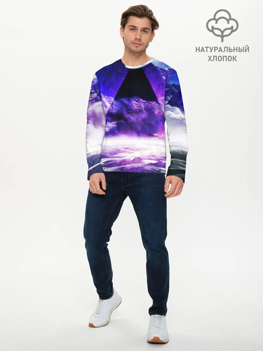 Мужской лонгслив базовый / Космический треугольник