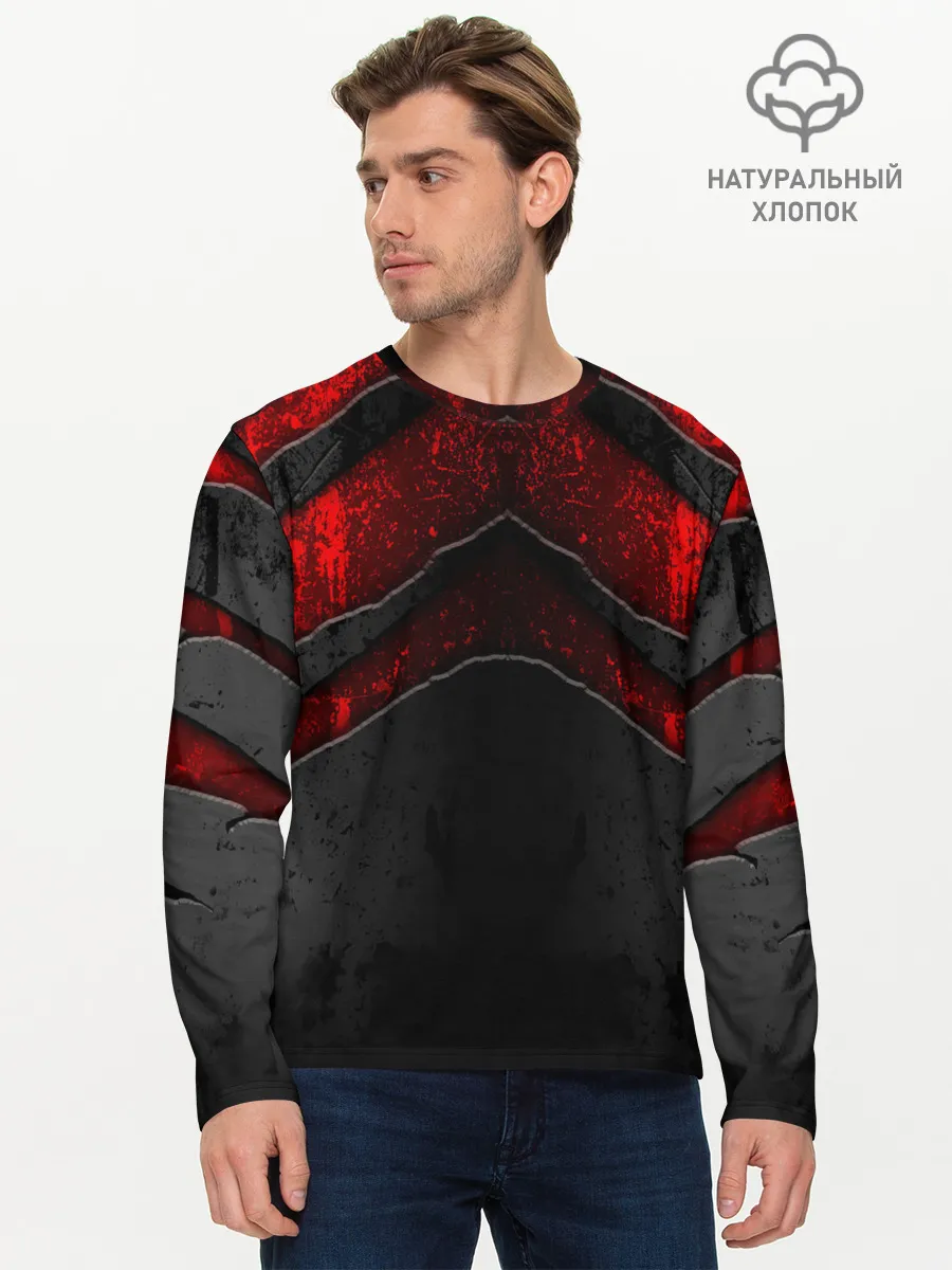 Мужской лонгслив базовый / Black & Red Metal