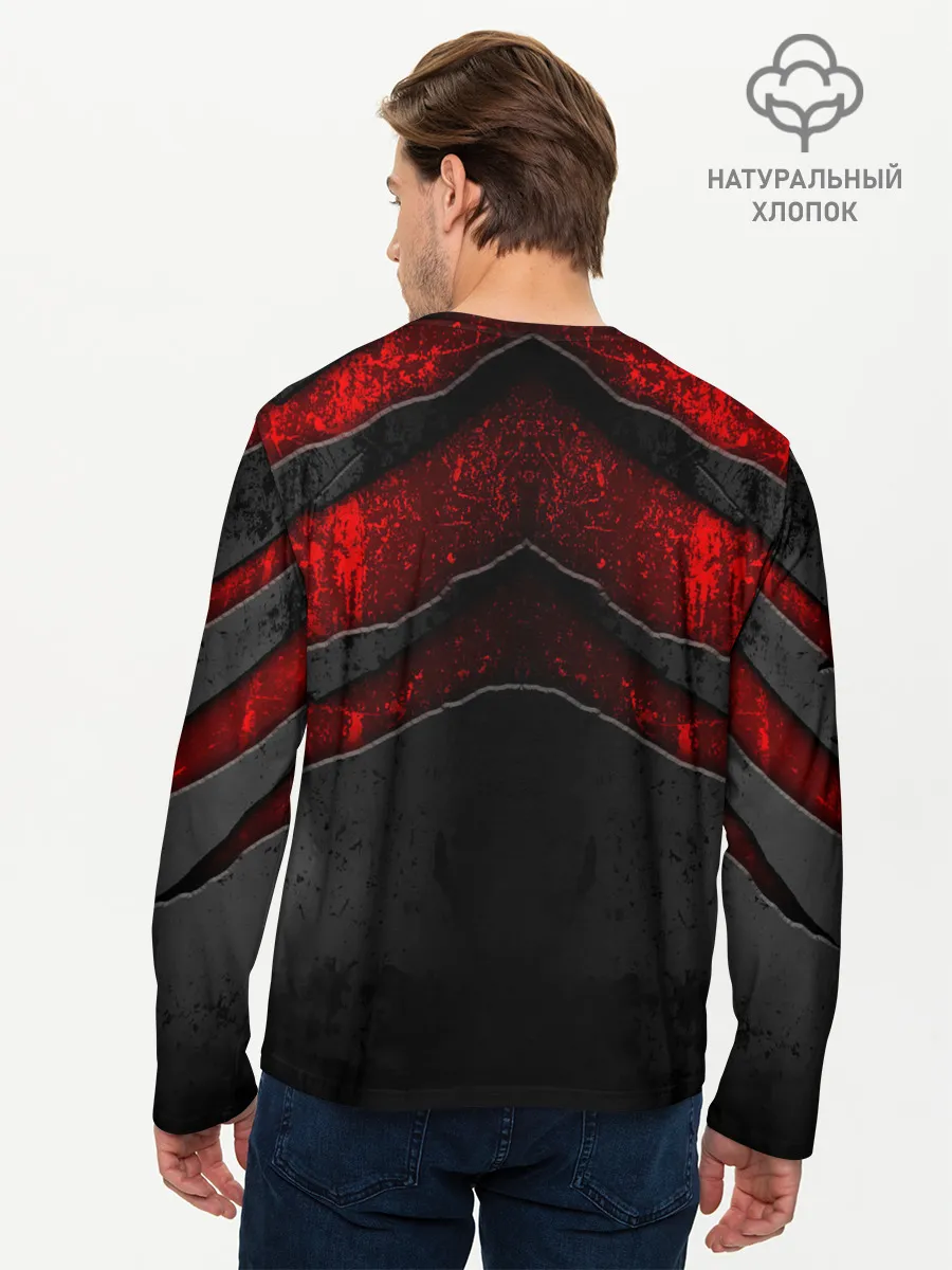 Мужской лонгслив базовый / Black & Red Metal