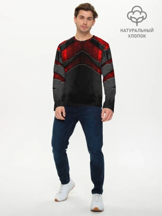 Мужской лонгслив базовый / Black & Red Metal