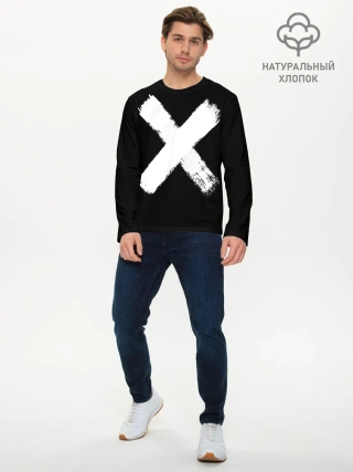 Мужской лонгслив базовый / Белое перекрестие | Меченый