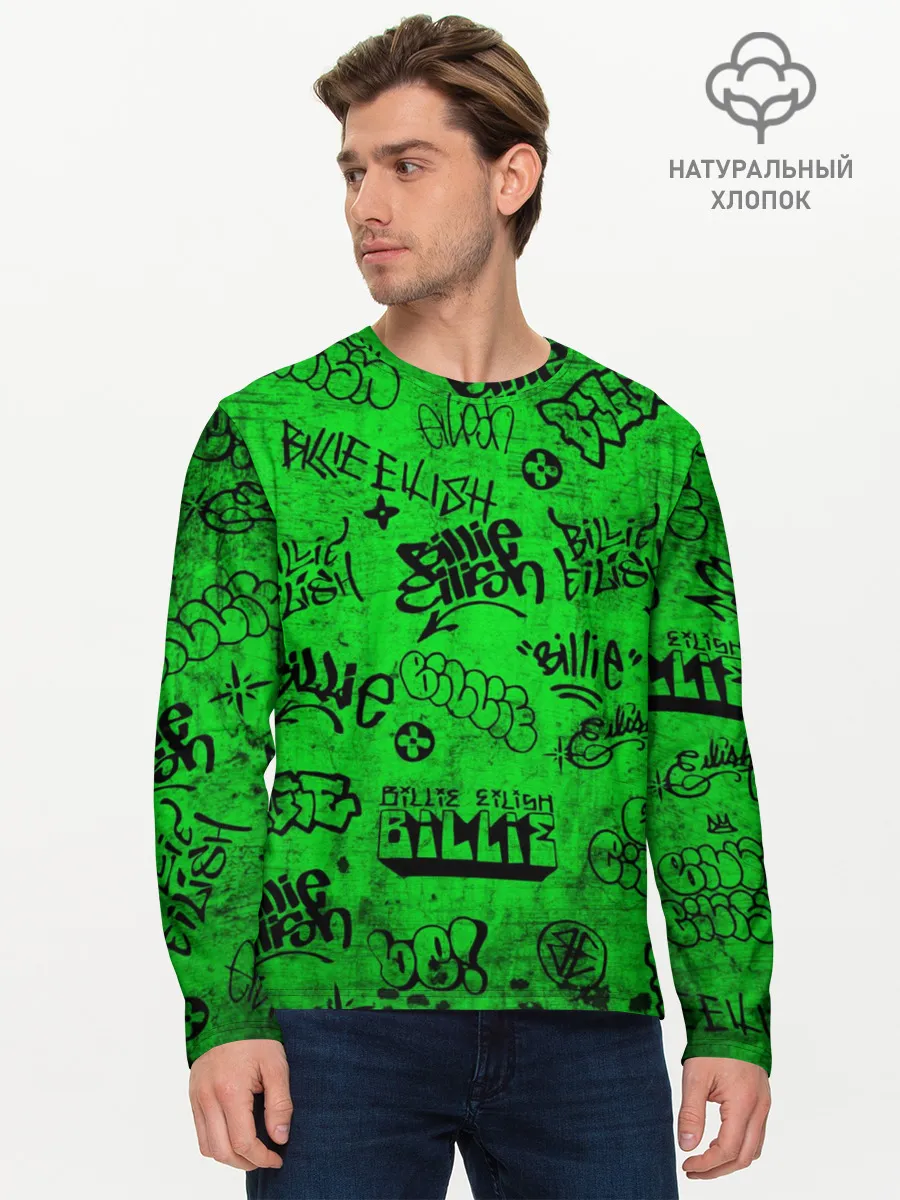 Мужской лонгслив базовый / Billie Eilish Graffiti Grunge