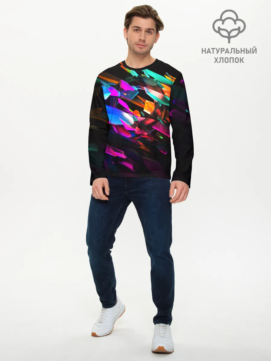 Мужской лонгслив базовый / АБСТРАКЦИЯ НЕОНОВАЯ