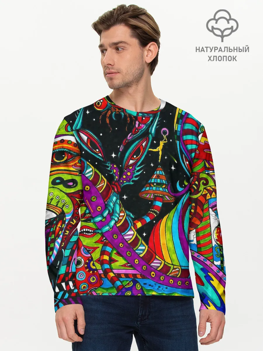 Мужской лонгслив базовый / психоделика