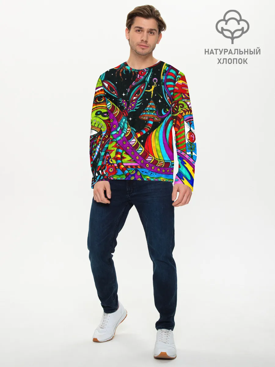 Мужской лонгслив базовый / психоделика