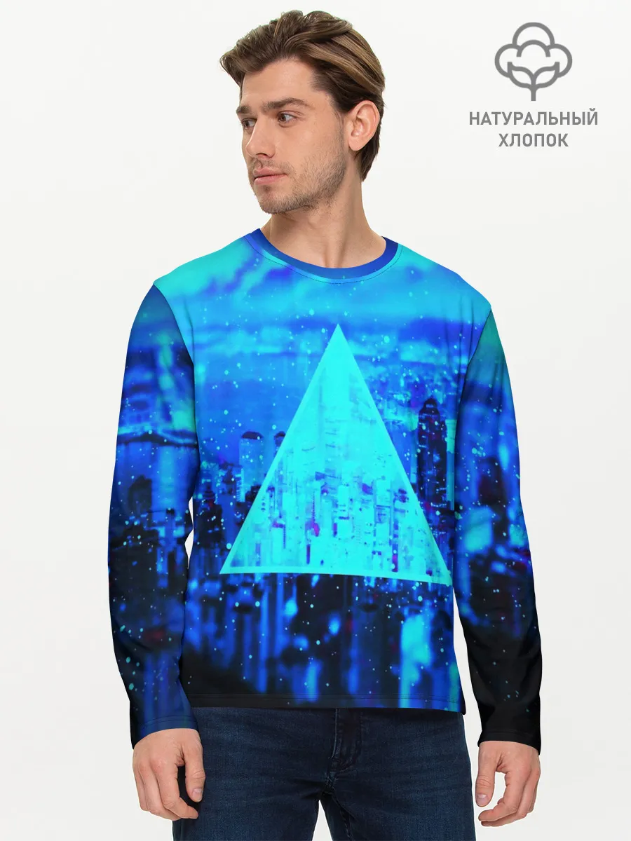 Мужской лонгслив базовый / ГОРОД В НЕОНЕ