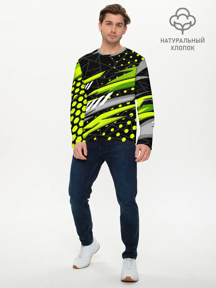 Мужской лонгслив базовый / Black and Green