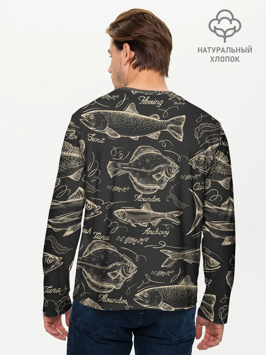 Мужской лонгслив базовый / Lets go fishing