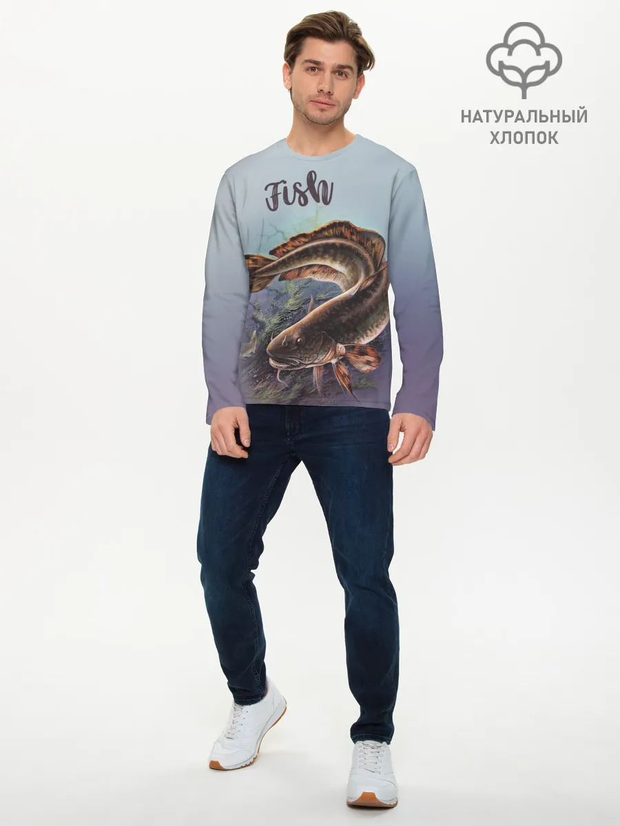 Мужской лонгслив базовый / Fish