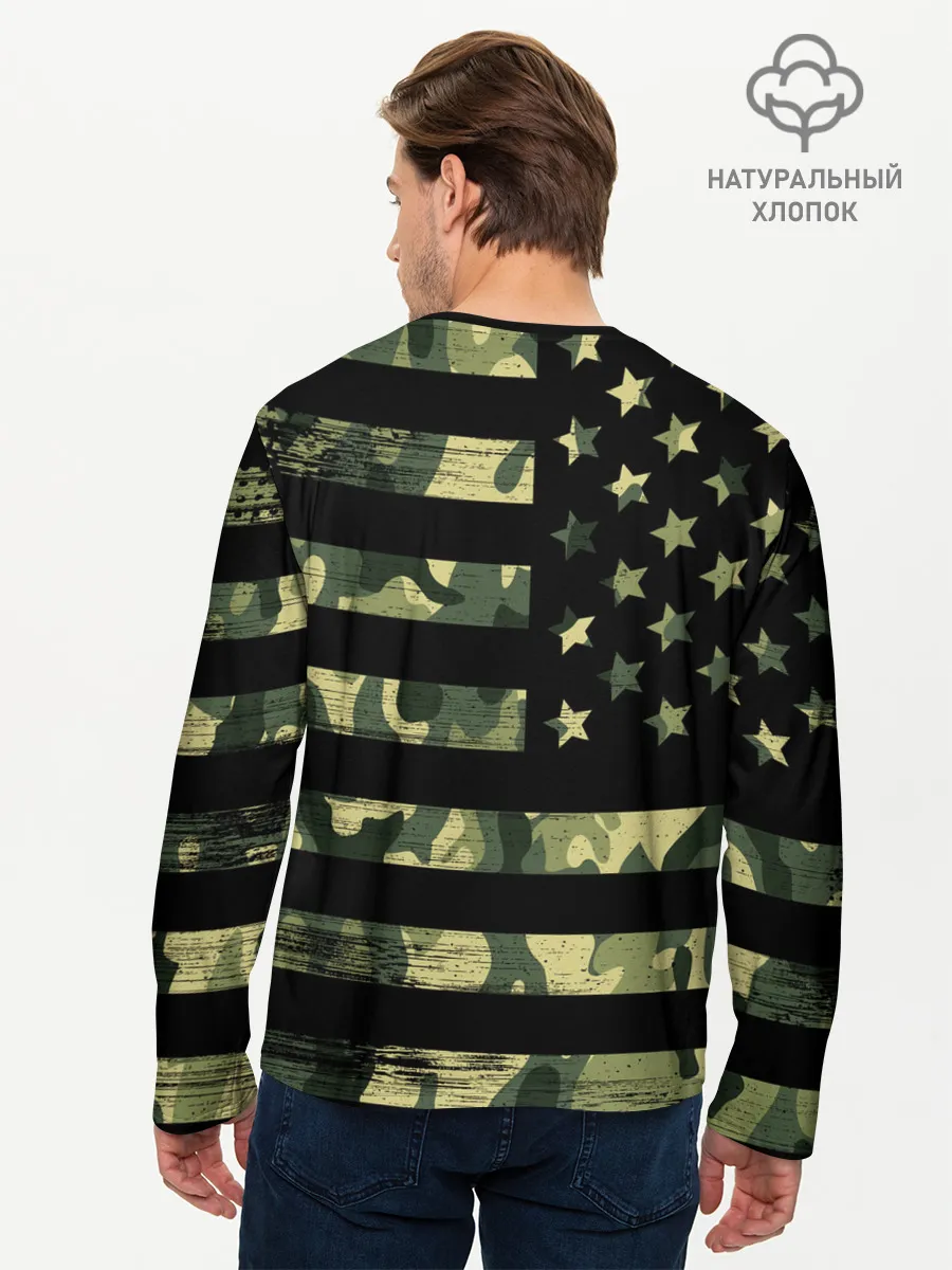 Мужской лонгслив базовый / American Flag Camo
