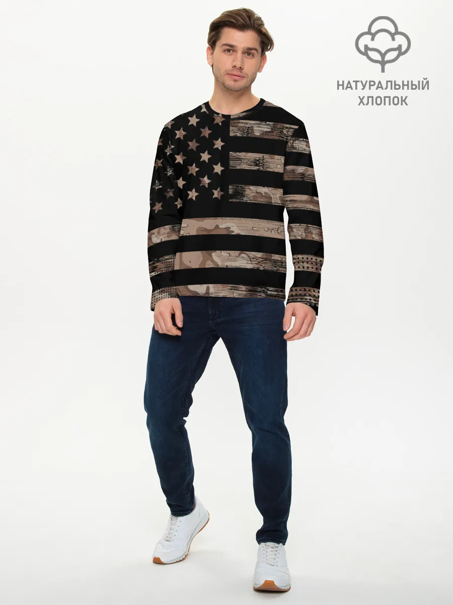Мужской лонгслив базовый / American Flag Camo