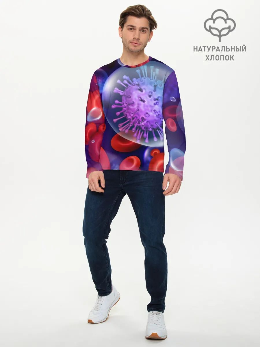 Мужской лонгслив базовый / Лейкоциты и клетка