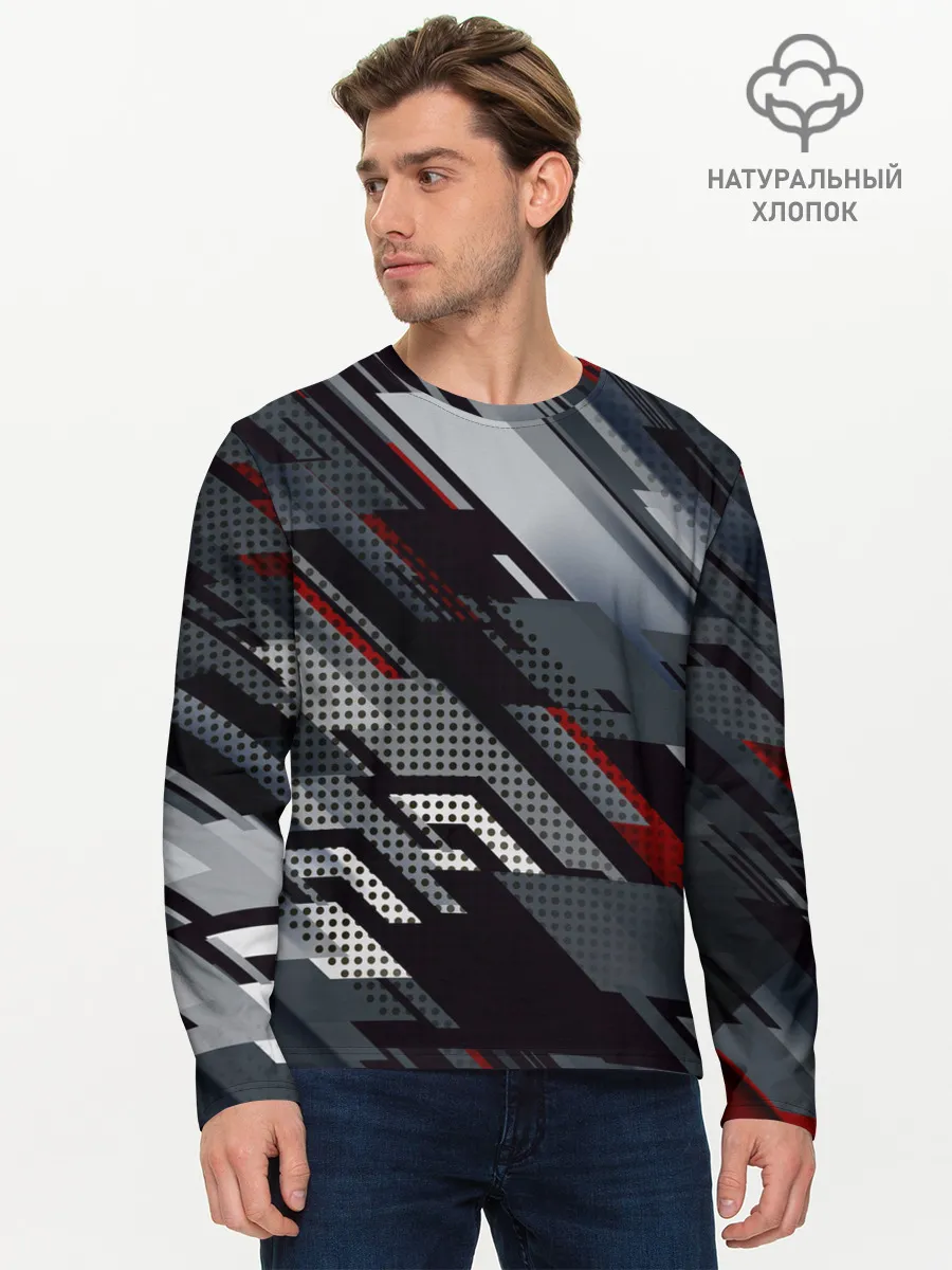 Мужской лонгслив базовый / Металлическая текстура