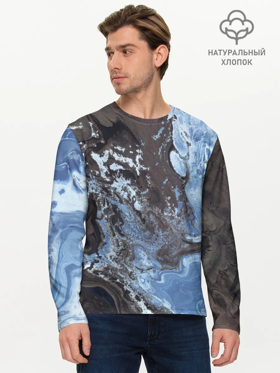 Мужской лонгслив базовый / Волны