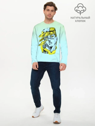 Мужской лонгслив базовый / Дзётаро кудзе бирюза