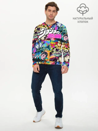 Мужской лонгслив базовый / Джоджо паттерн комикс