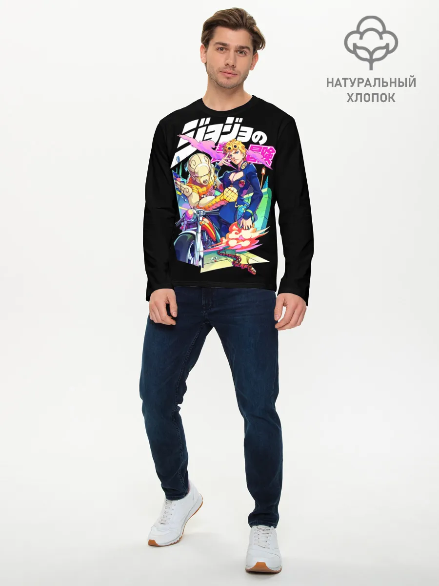 Мужской лонгслив базовый / Кира джоджо на черном