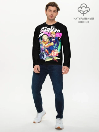 Мужской лонгслив базовый / Кира джоджо на черном