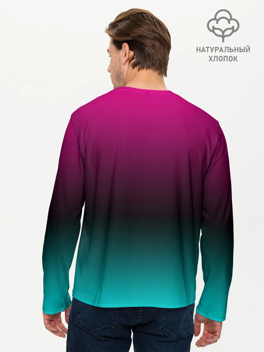 Мужской лонгслив базовый / РЕТРО ЕДИНОРОГ НЕОН