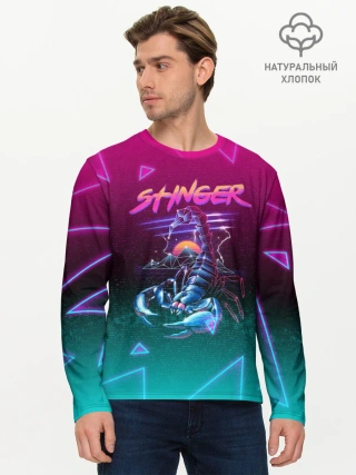 Мужской лонгслив базовый / РЕТРО СКОРПИОН НЕОН