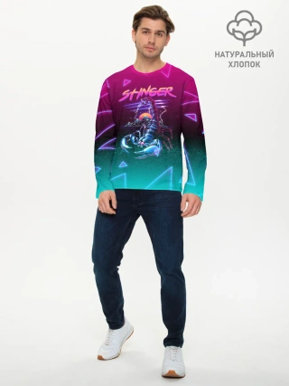 Мужской лонгслив базовый / РЕТРО СКОРПИОН НЕОН