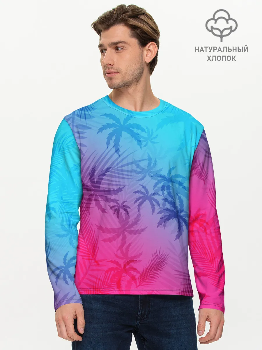 Мужской лонгслив базовый / НЕОНОВЫЕ ПАЛЬМЫ / NEON