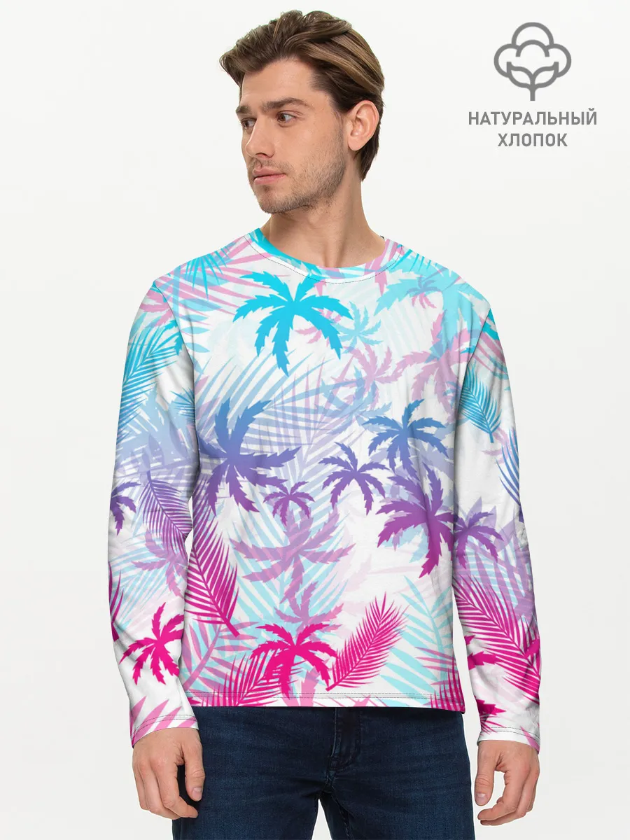 Мужской лонгслив базовый / НЕОНОВЫЕ ПАЛЬМЫ