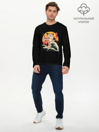 Мужской лонгслив базовый / Neko Sushi Wave