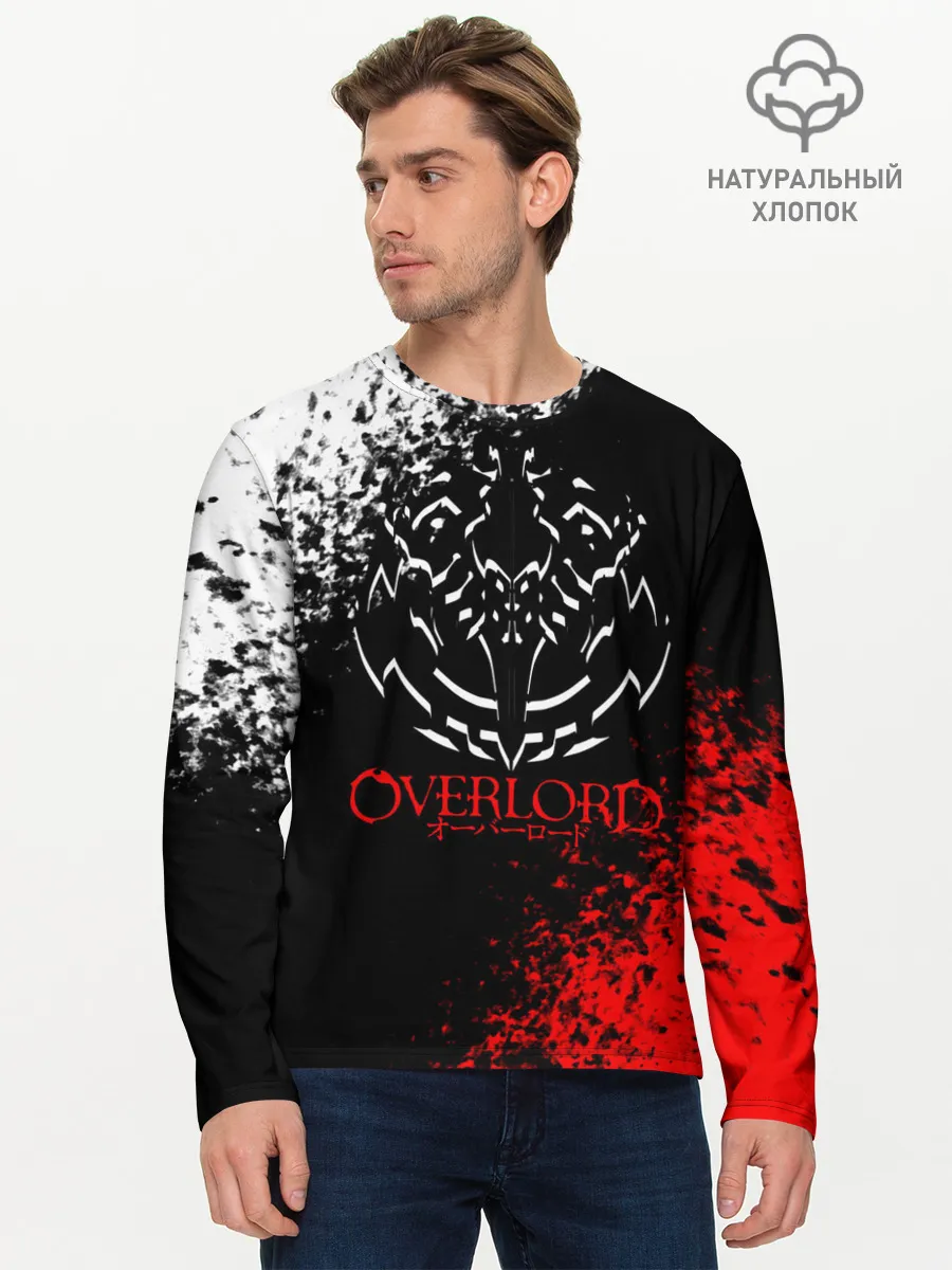 Мужской лонгслив базовый / Оверлорд лого краснобелый