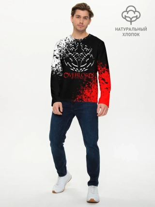 Мужской лонгслив базовый / Оверлорд лого краснобелый