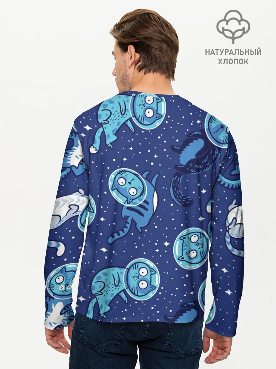 Мужской лонгслив базовый / Кот Космонавт