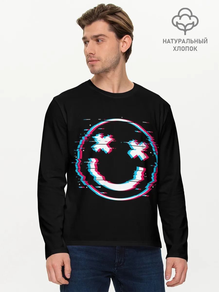 Мужской лонгслив базовый / Glitch Smile