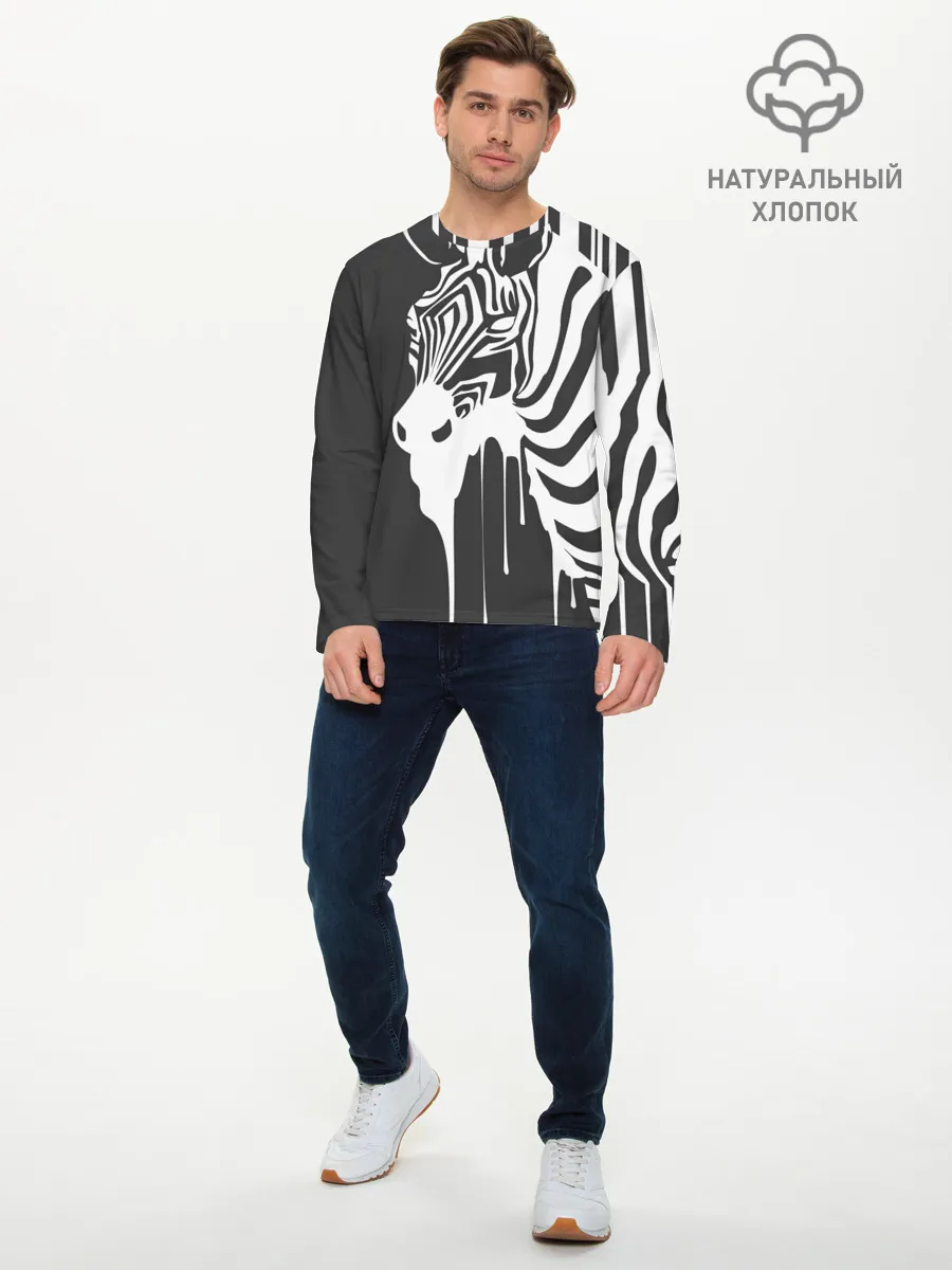 Мужской лонгслив базовый / Зебра