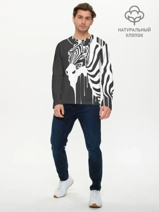 Мужской лонгслив базовый / Зебра