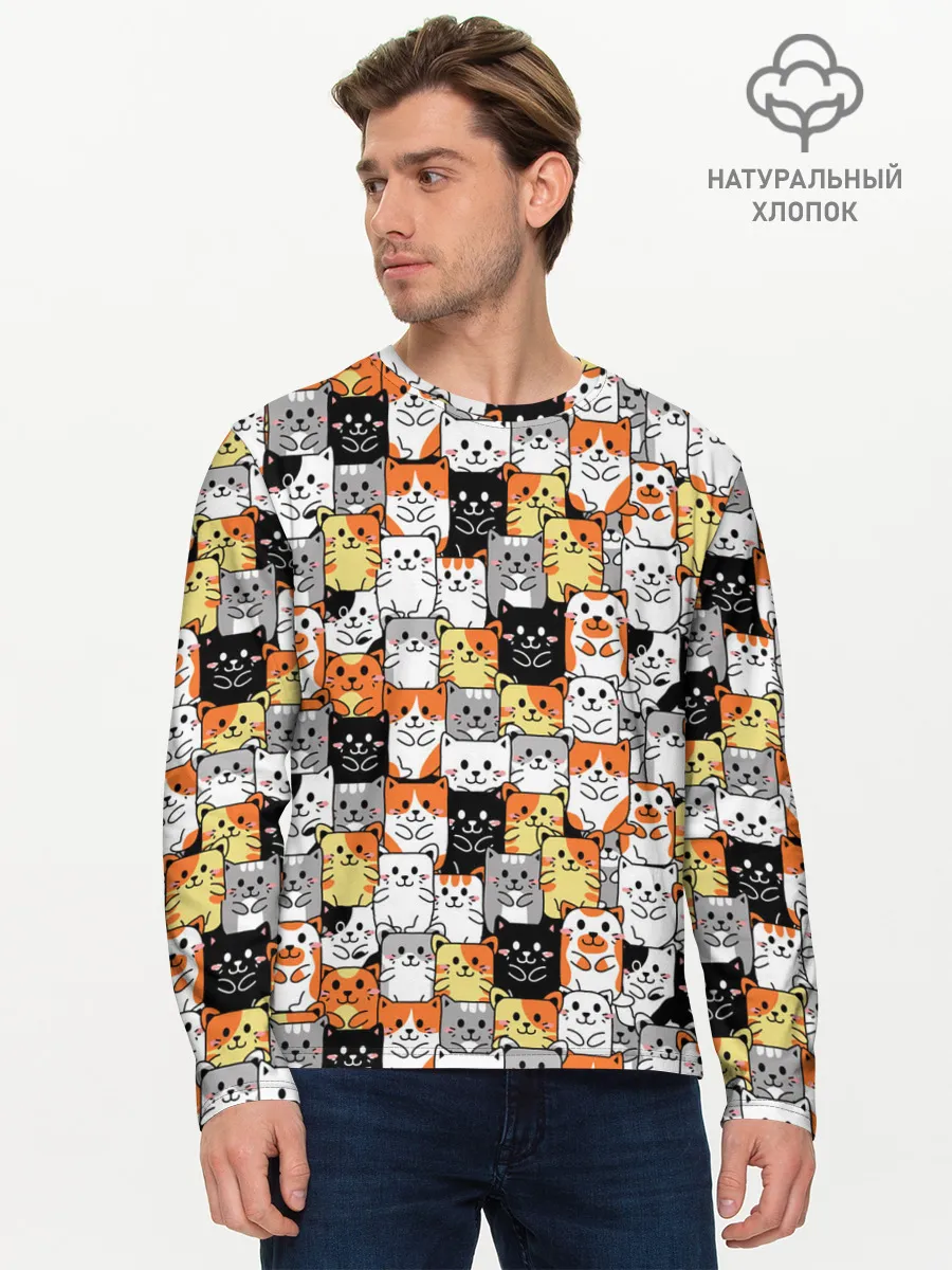 Мужской лонгслив базовый / Котики