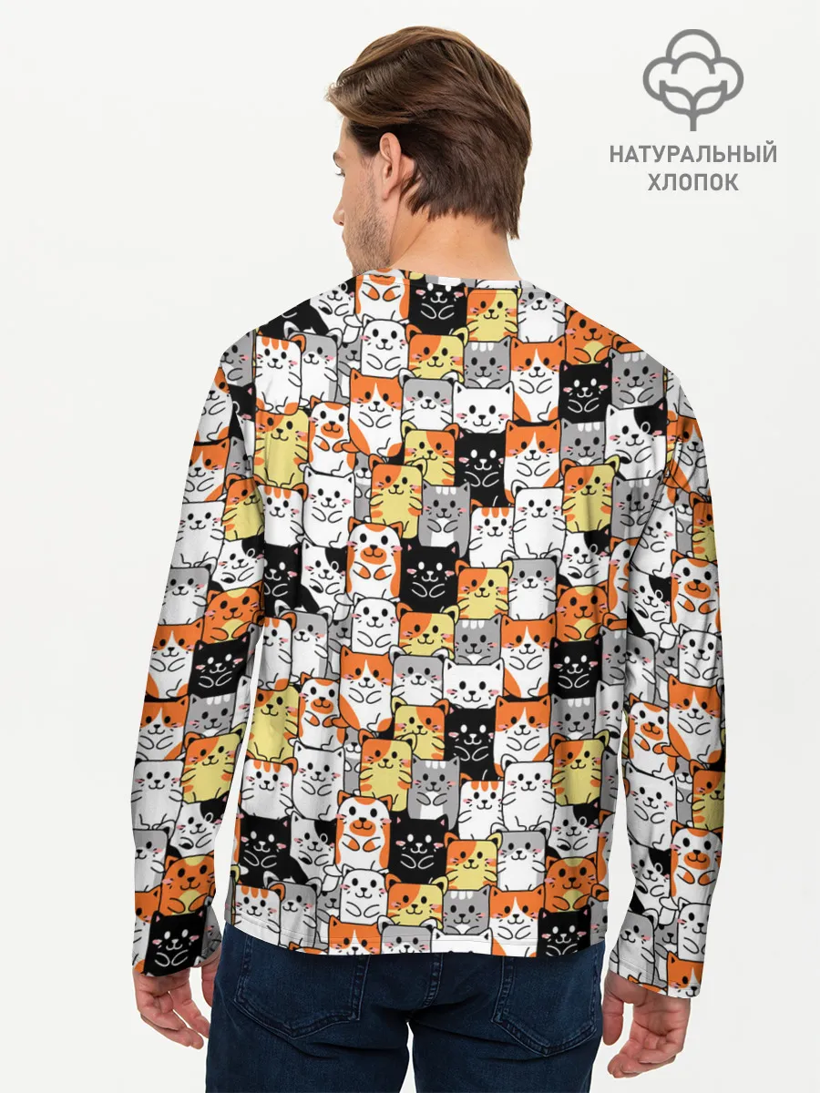 Мужской лонгслив базовый / Котики
